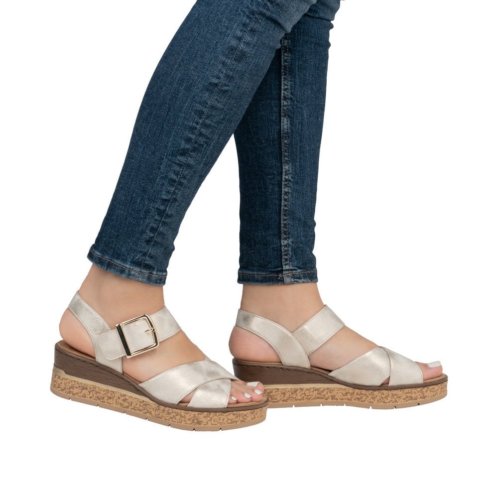 Rieker 63795 Wedge Sandal - Beige - image 003 |ww_colour=beige|ww_order=003|