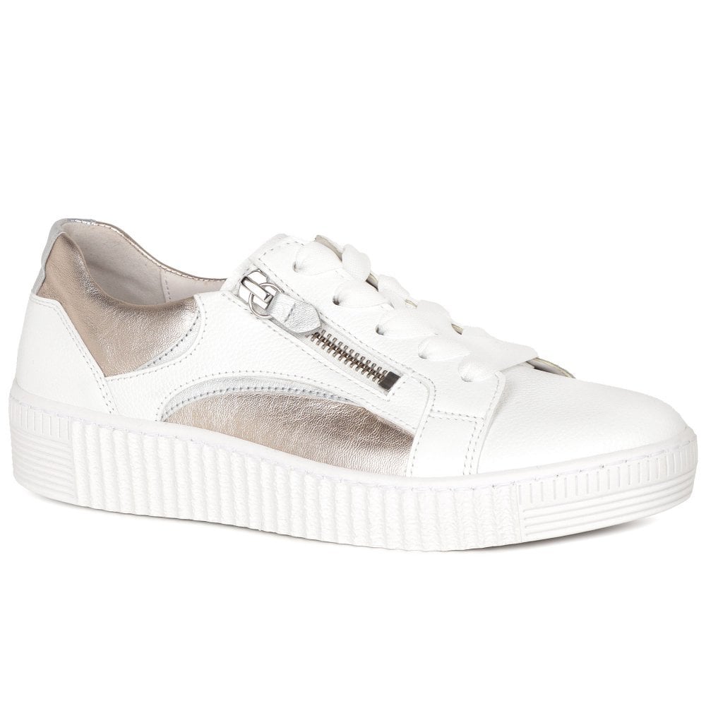 Gabor Wisdom Wemo Lace UpTrainers - White Silver - image 001 |ww_colour=white-silver|ww_order=001|