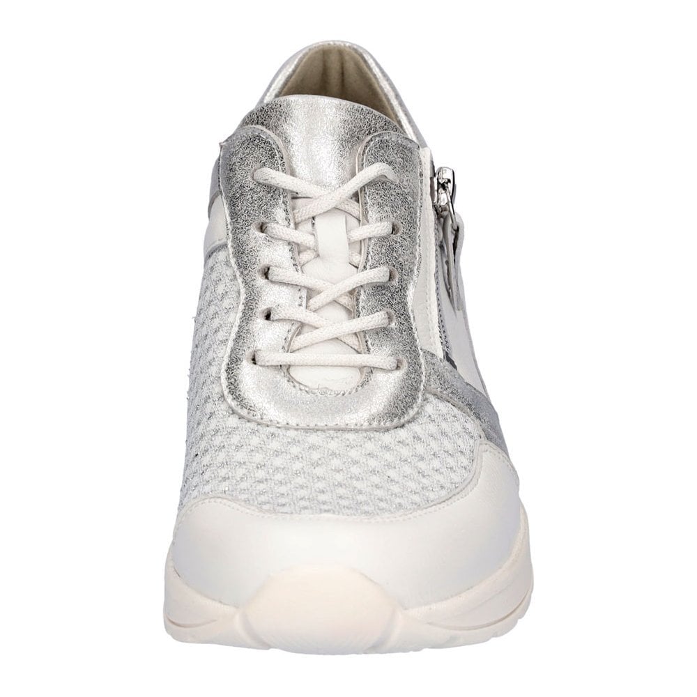 Waldlaufer H-Clara Lace-Up/Zip Casual Shoe - White/Silver - image 002 |ww_colour=white-silver|ww_order=002|