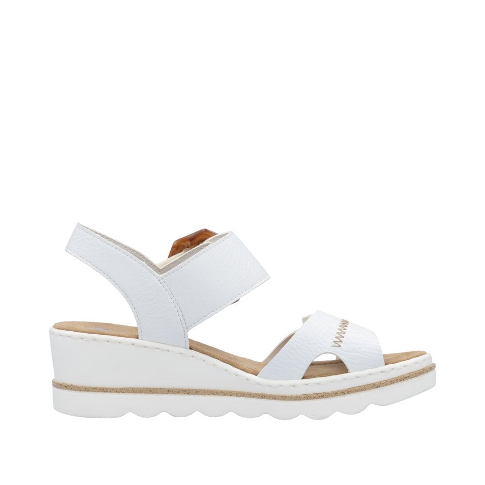 Rieker Wedge Sandal with Hook & Loop Fastening - White - image 003 |ww_colour=white|ww_order=003|