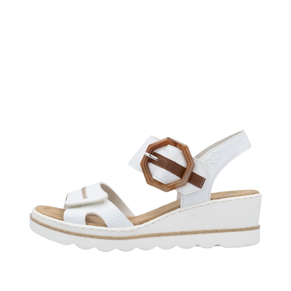Rieker Wedge Sandal with Hook & Loop Fastening - White - image 005 |ww_colour=white|ww_order=005|