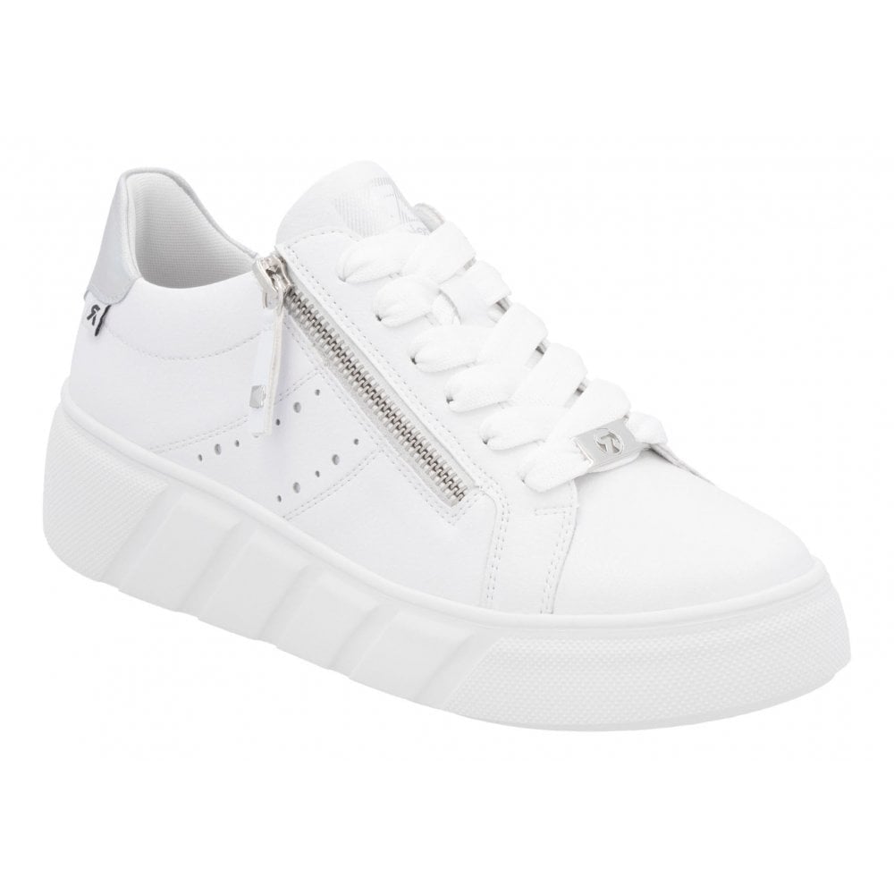 Rieker W2605 Lace Up/Zip trainer - White - image 001 |ww_colour=white|ww_order=001|