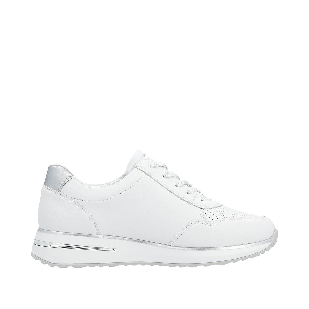 Remonte D1G00 Lace & Zip Up Wedge Trainers - White Silver - image 004 |ww_colour=white-silver|ww_order=004|