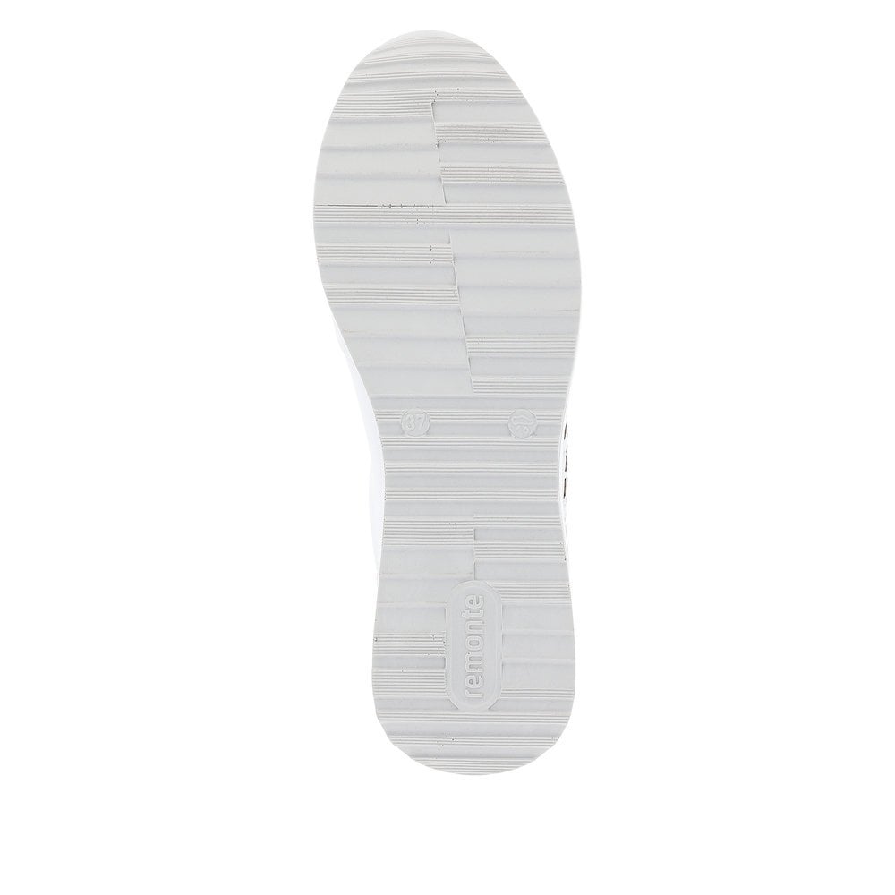 Remonte D1G00 Lace & Zip Up Wedge Trainers - White Silver - image 008 |ww_colour=white-silver|ww_order=008|