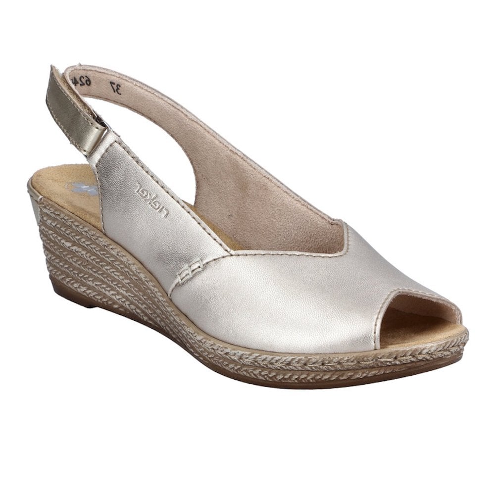 Rieker 62462 Lonora Wedge Peep Toe - Gold - image 001 |ww_colour=gold|ww_order=001|
