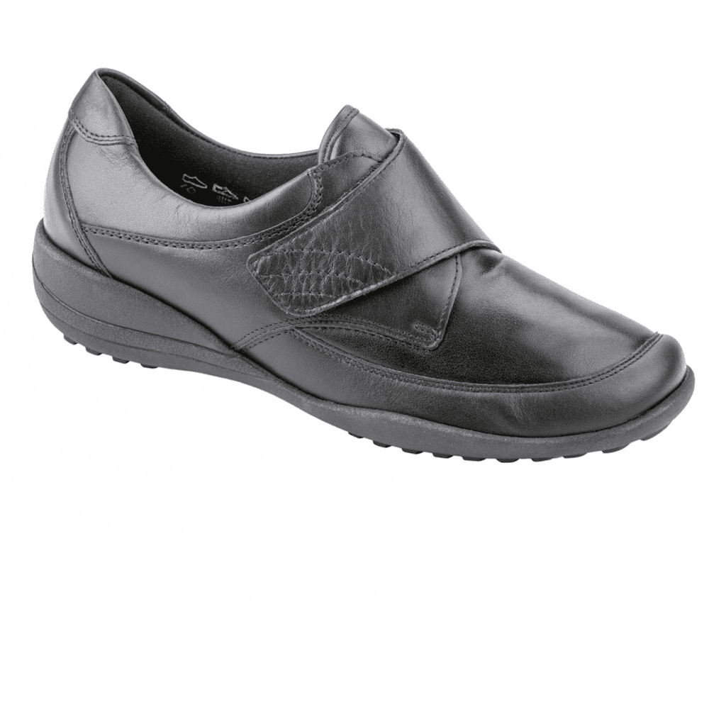 Waldlaufer Katja-Soft Wide Fit Shoe Hook & Loop Fastening - Black Leather - image 001 |ww_colour=black-leather|ww_order=001|