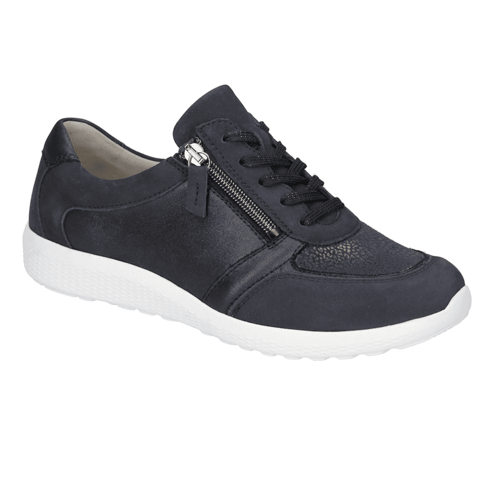 Waldlaufer M-Ira Extra Wide Fit Lace/Zip Up Shoe - Marine - image 001 |ww_colour=marine|ww_order=001|