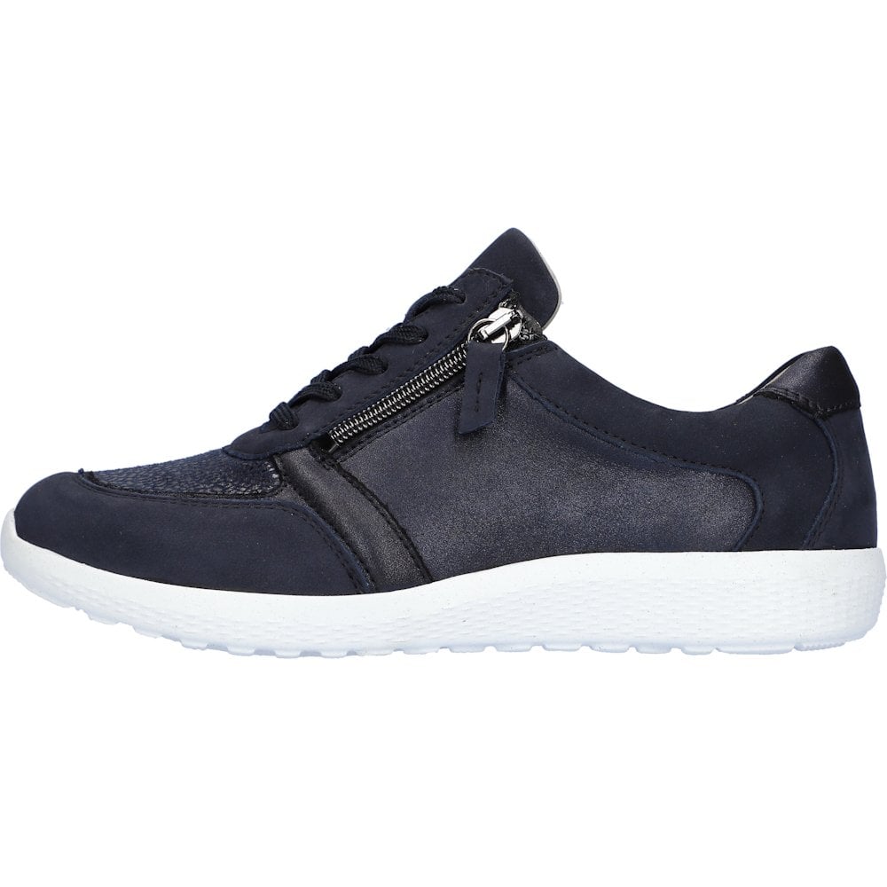 Waldlaufer M-Ira Extra Wide Fit Lace/Zip Up Shoe - Marine - image 002 |ww_colour=marine|ww_order=002|