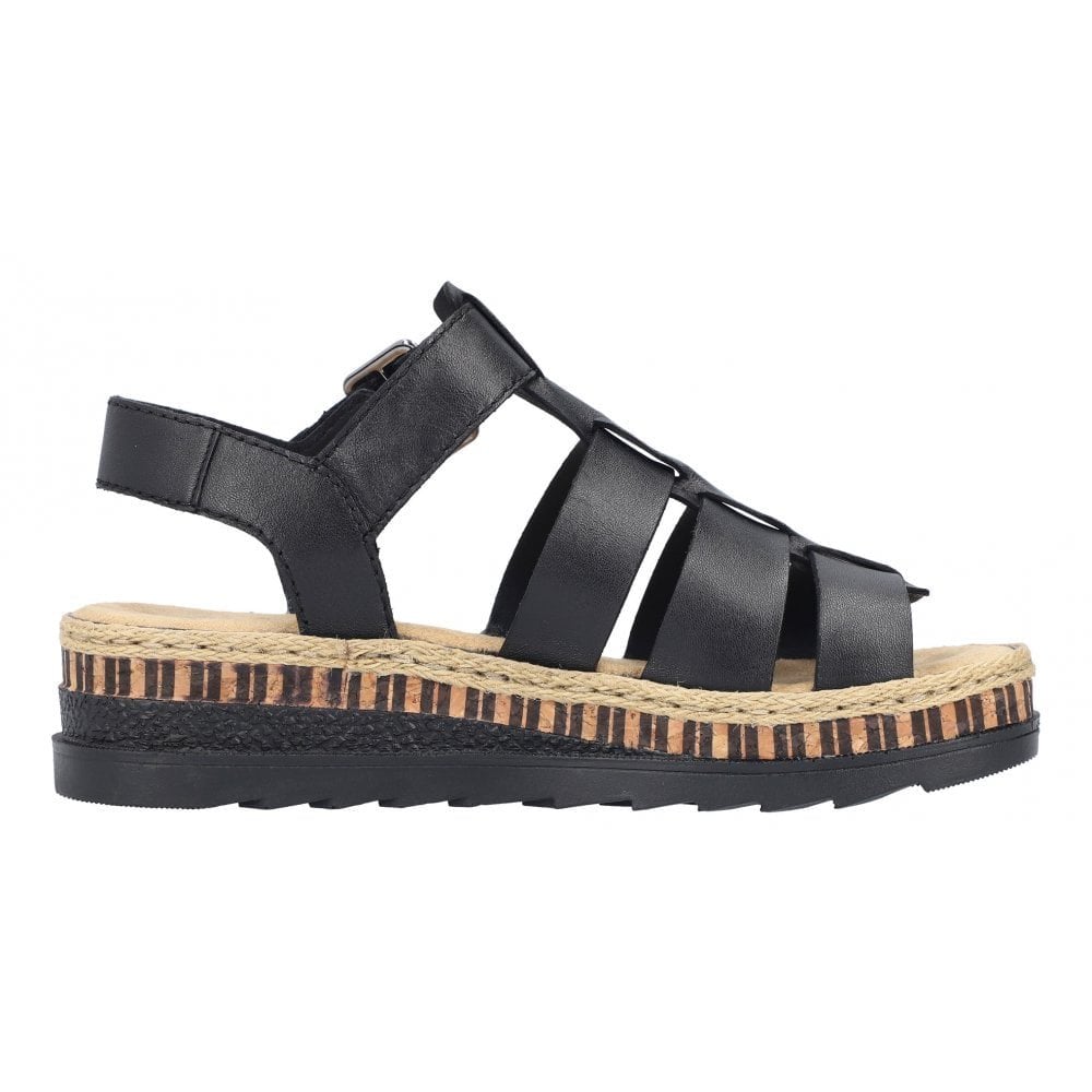 Rieker V7904 Hook & Loop Fastening Sandal - Black - image 005 |ww_colour=black|ww_order=005|