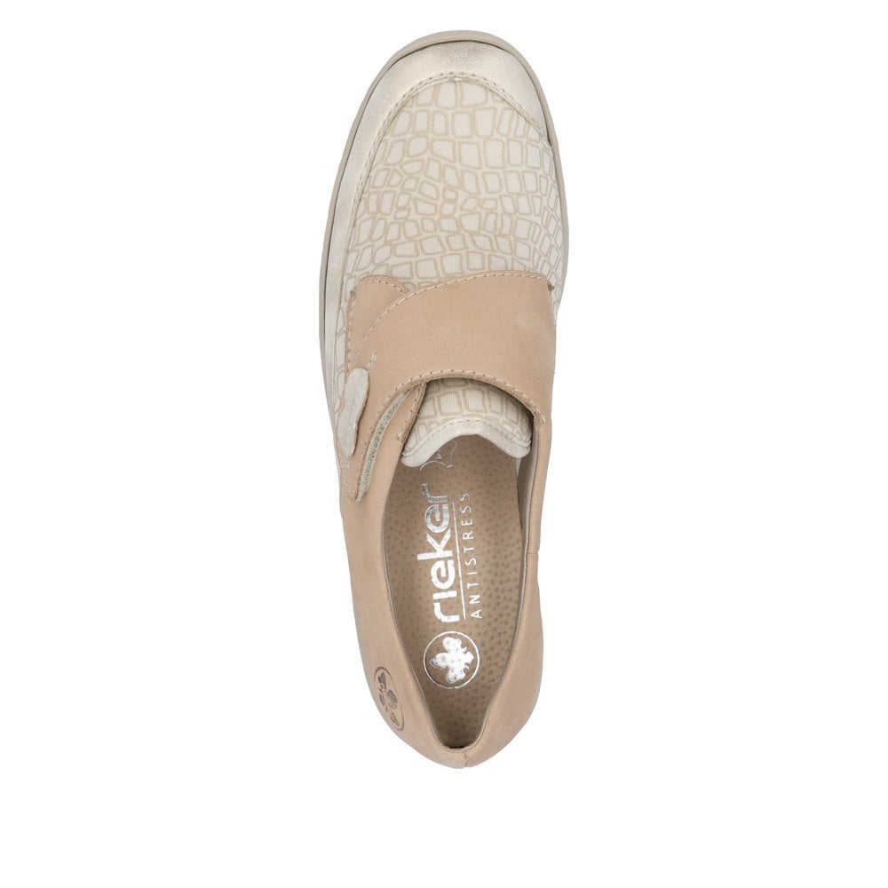 Rieker 487C0 Touch Strap Fastening Shoe - Beige - image 004 |ww_colour=beige|ww_order=004|