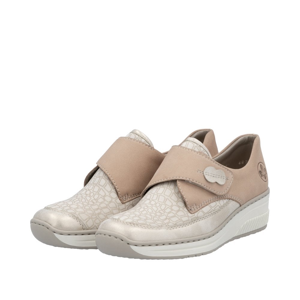 Rieker 487C0 Touch Strap Fastening Shoe - Beige - image 008 |ww_colour=beige|ww_order=008|