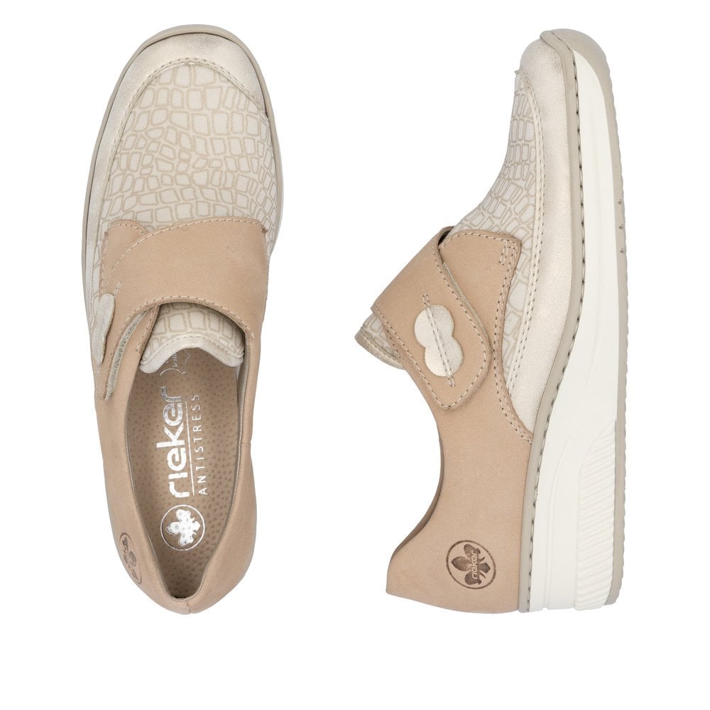 Rieker 487C0 Touch Strap Fastening Shoe - Beige - image 009 |ww_colour=beige|ww_order=009|