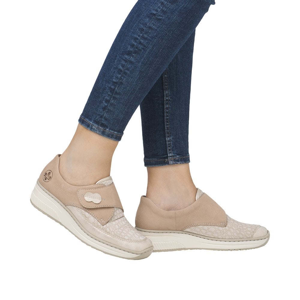 Rieker 487C0 Touch Strap Fastening Shoe - Beige - image 010 |ww_colour=beige|ww_order=010|