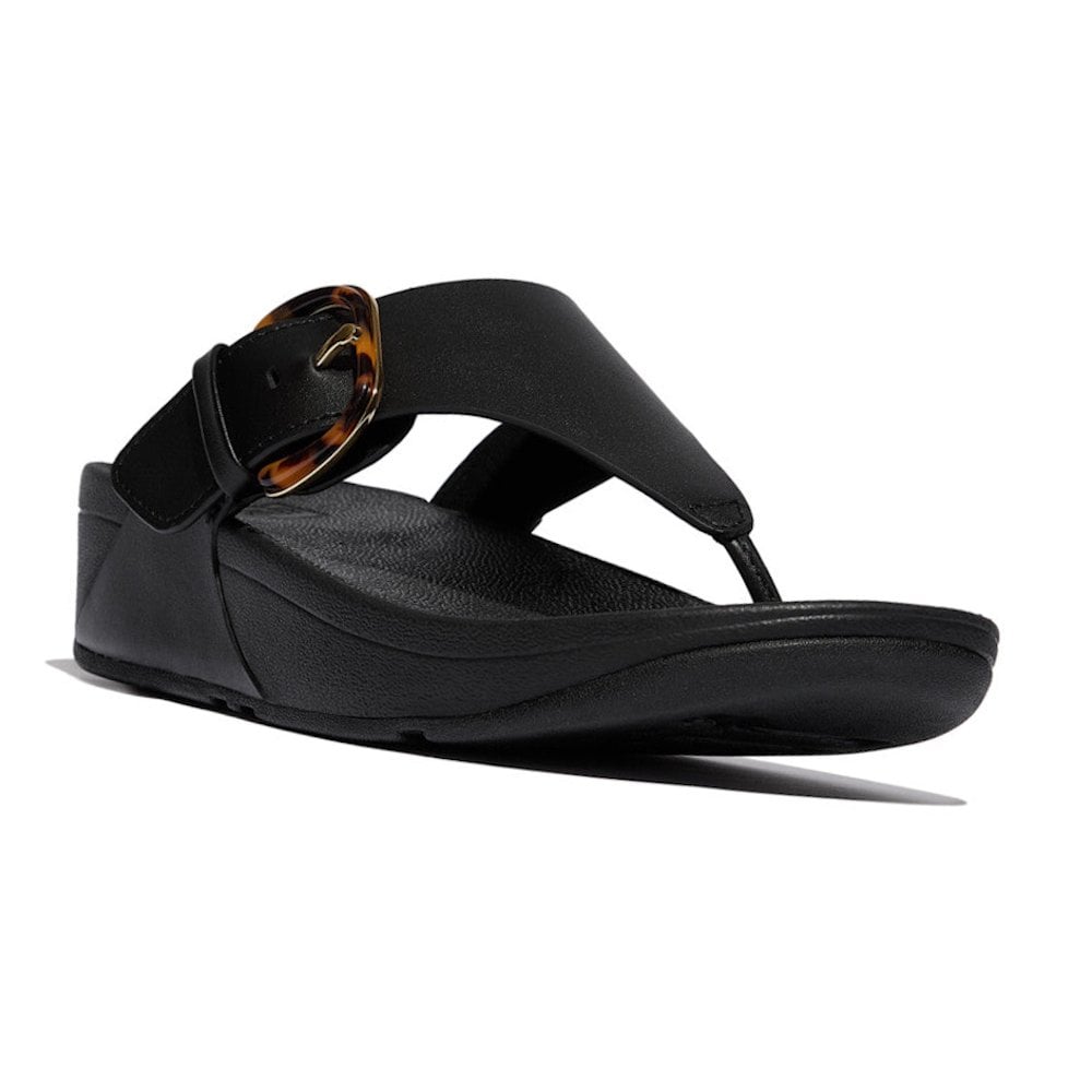 Fitflop Lulu Resin Buckle Leather Toe Post Sandal - Black - image 001 |ww_colour=black|ww_order=001|