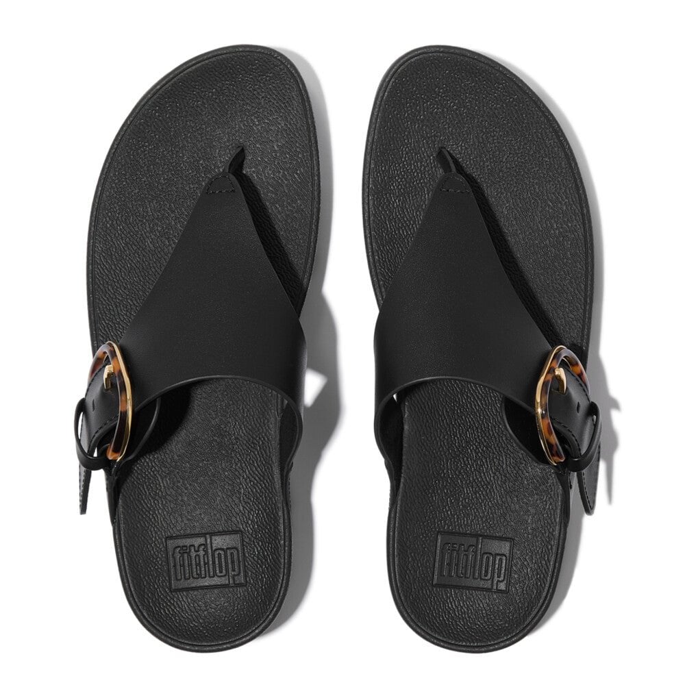 Fitflop Lulu Resin Buckle Leather Toe Post Sandal - Black - image 003 |ww_colour=black|ww_order=003|