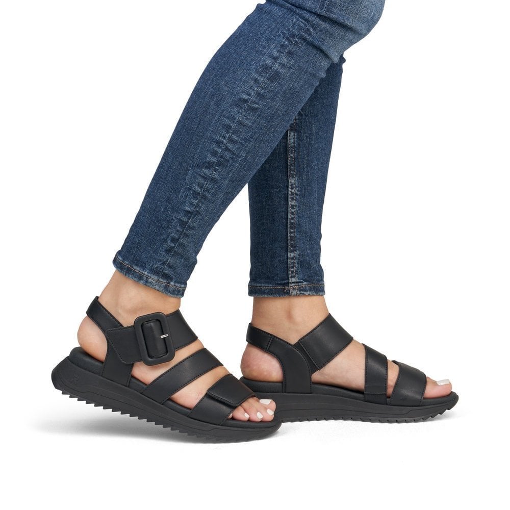 Rieker W2950 Hook and Loop Sandal - Black - image 002 |ww_colour=black|ww_order=002|