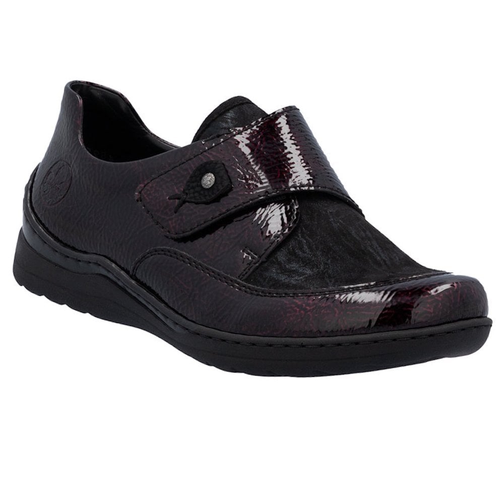 Rieker 48951 Wide Fitting Hook & Loop Shoe - Red - image 001 |ww_colour=red|ww_order=001|