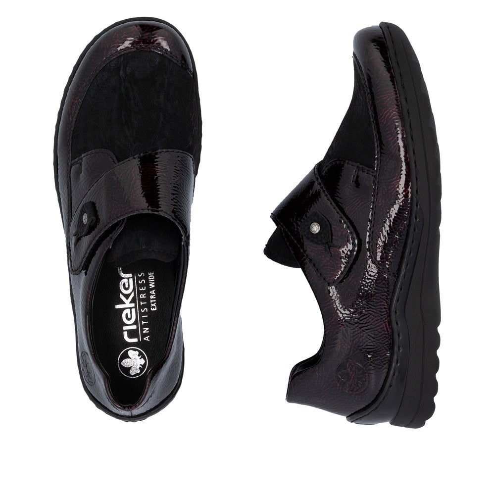 Rieker 48951 Wide Fitting Hook & Loop Shoe - Red - image 008 |ww_colour=red|ww_order=008|