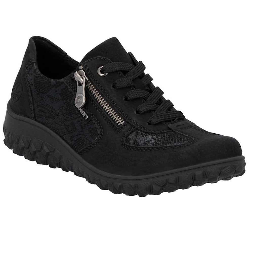 Rieker 59501 Lace & Zip Up Shoe - Black - image 001 |ww_colour=black|ww_order=001|