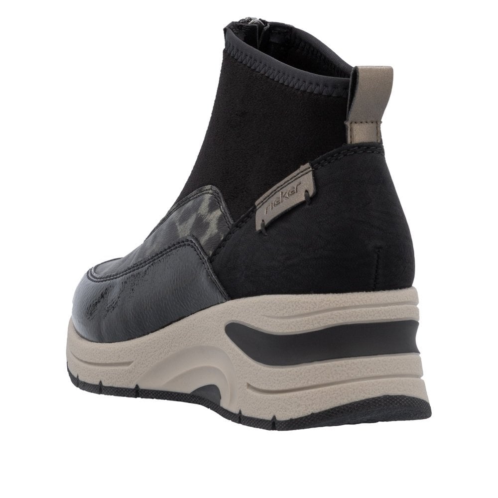 Rieker N9362 Athens Zip Up Ankle Boots - Black Leopard - image 002 |ww_colour=black-leopard|ww_order=002|