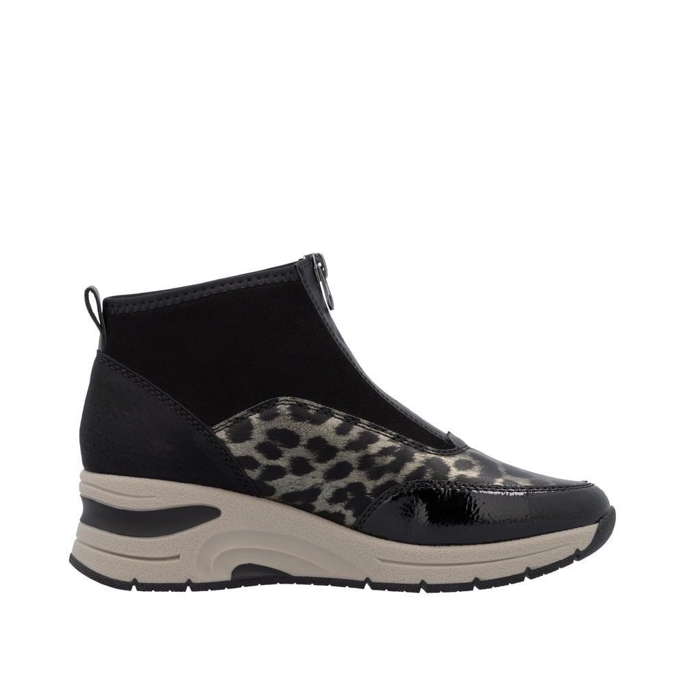 Rieker N9362 Athens Zip Up Ankle Boots - Black Leopard - image 004 |ww_colour=black-leopard|ww_order=004|