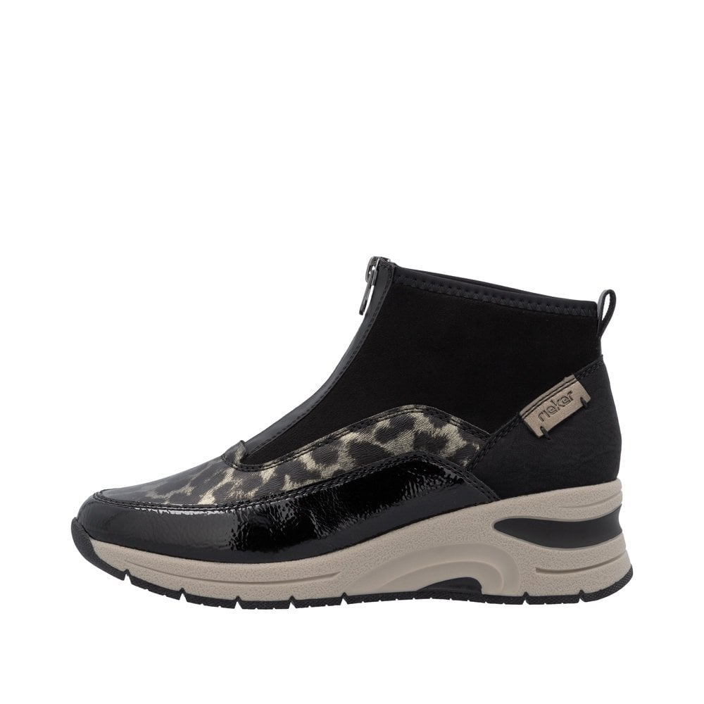 Rieker N9362 Athens Zip Up Ankle Boots - Black Leopard - image 005 |ww_colour=black-leopard|ww_order=005|