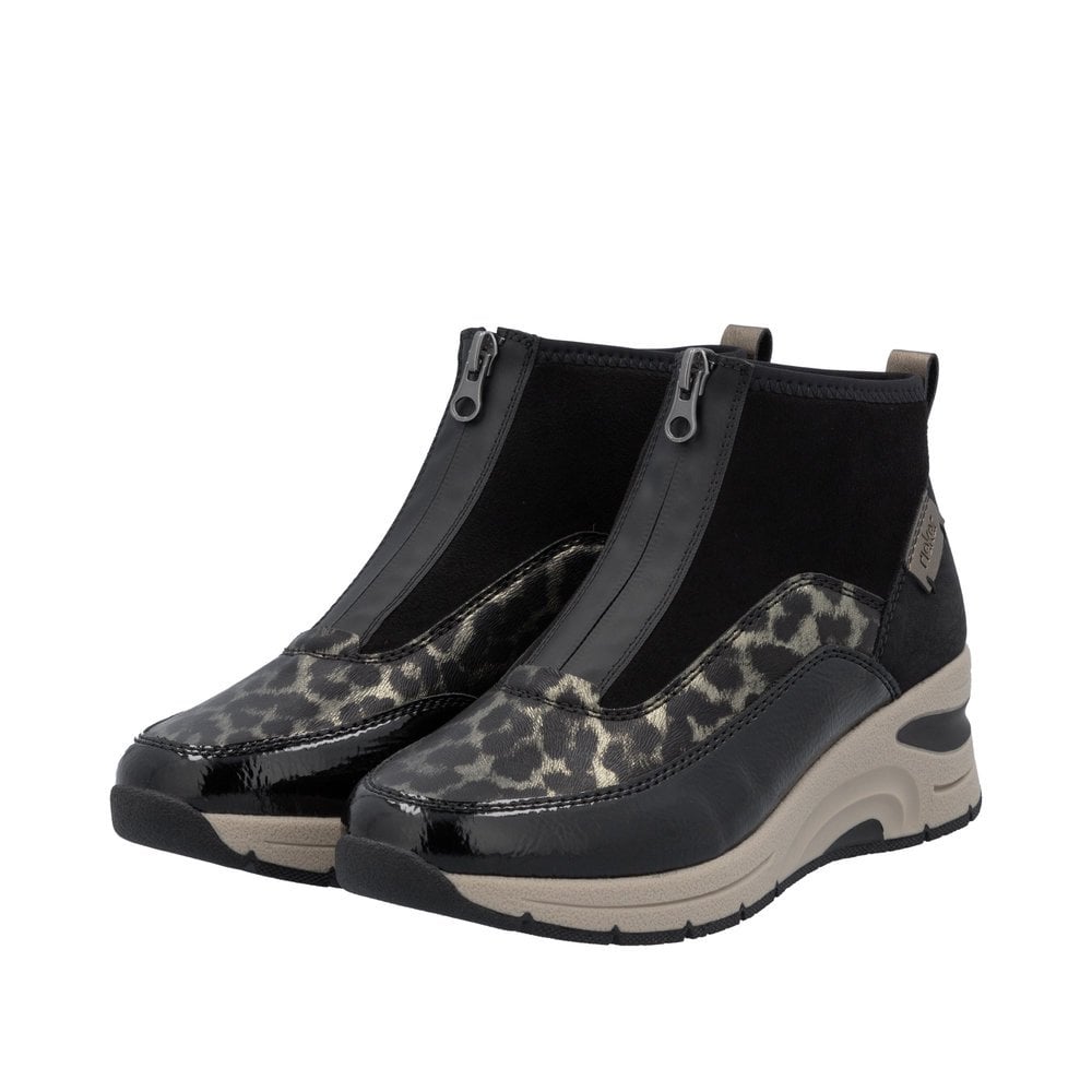 Rieker N9362 Athens Zip Up Ankle Boots - Black Leopard - image 008 |ww_colour=black-leopard|ww_order=008|