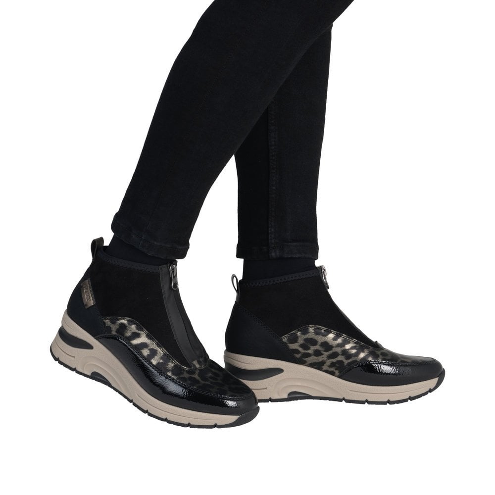 Rieker N9362 Athens Zip Up Ankle Boots - Black Leopard - image 010 |ww_colour=black-leopard|ww_order=010|
