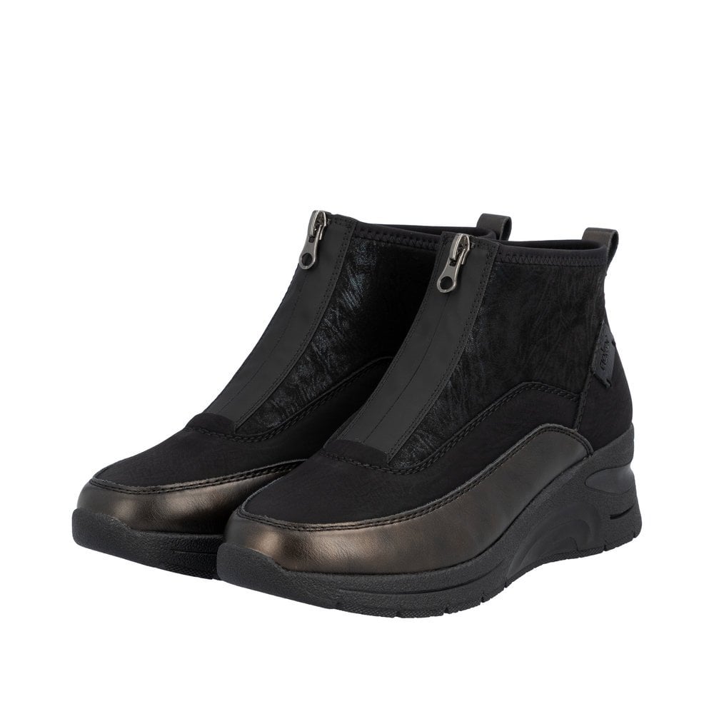 Rieker N9362 Athens Zip Up Ankle Boots - Black Combi - image 003 |ww_colour=black-combi|ww_order=003|