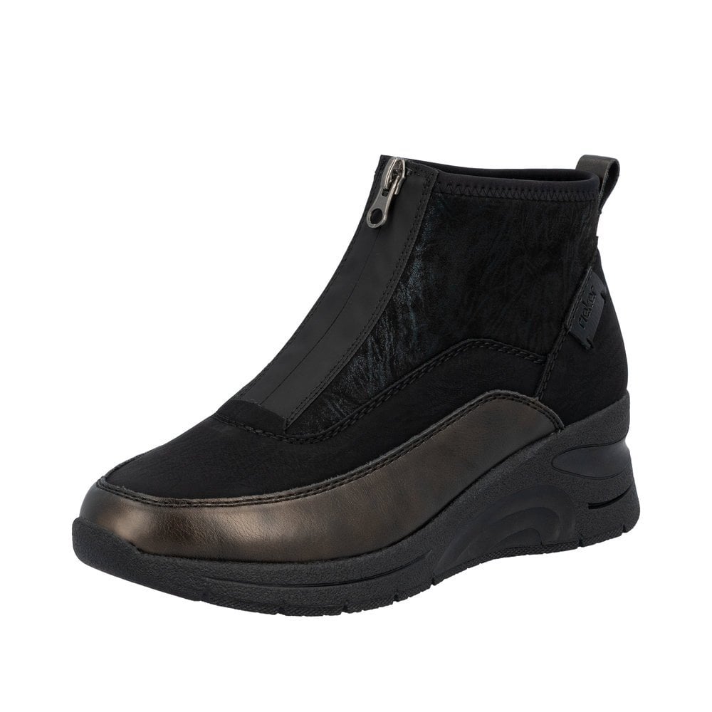 Rieker N9362 Athens Zip Up Ankle Boots - Black Combi - image 004 |ww_colour=black-combi|ww_order=004|