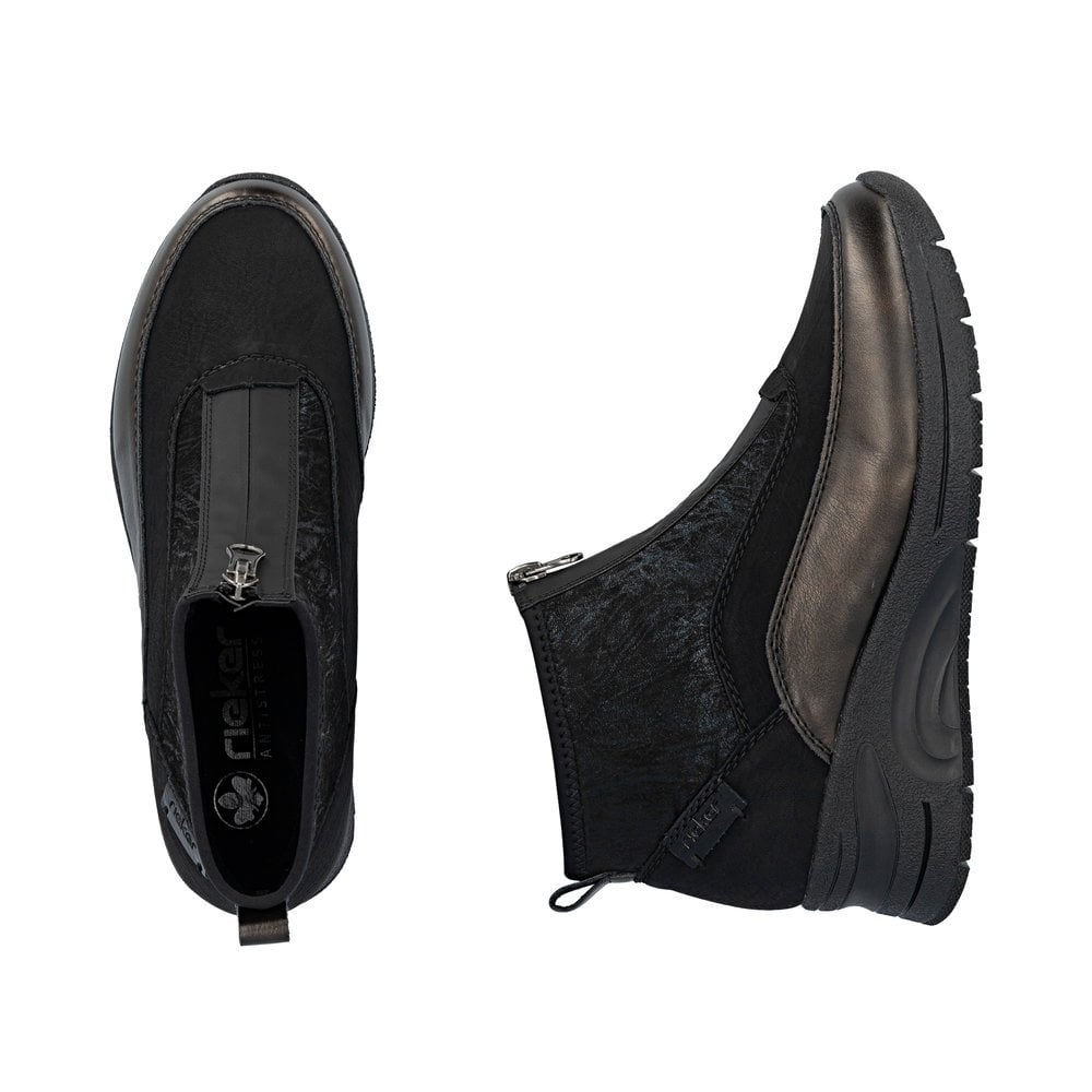 Rieker N9362 Athens Zip Up Ankle Boots - Black Combi - image 012 |ww_colour=black-combi|ww_order=012|