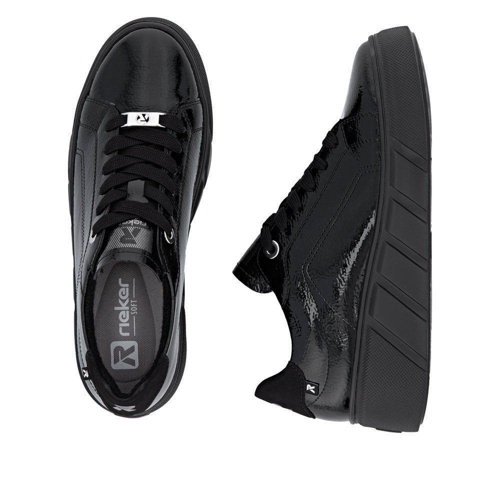 Rieker W2601 Leather Lace-up Trainer - Black Patent - image 004 |ww_colour=black-patent|ww_order=004|