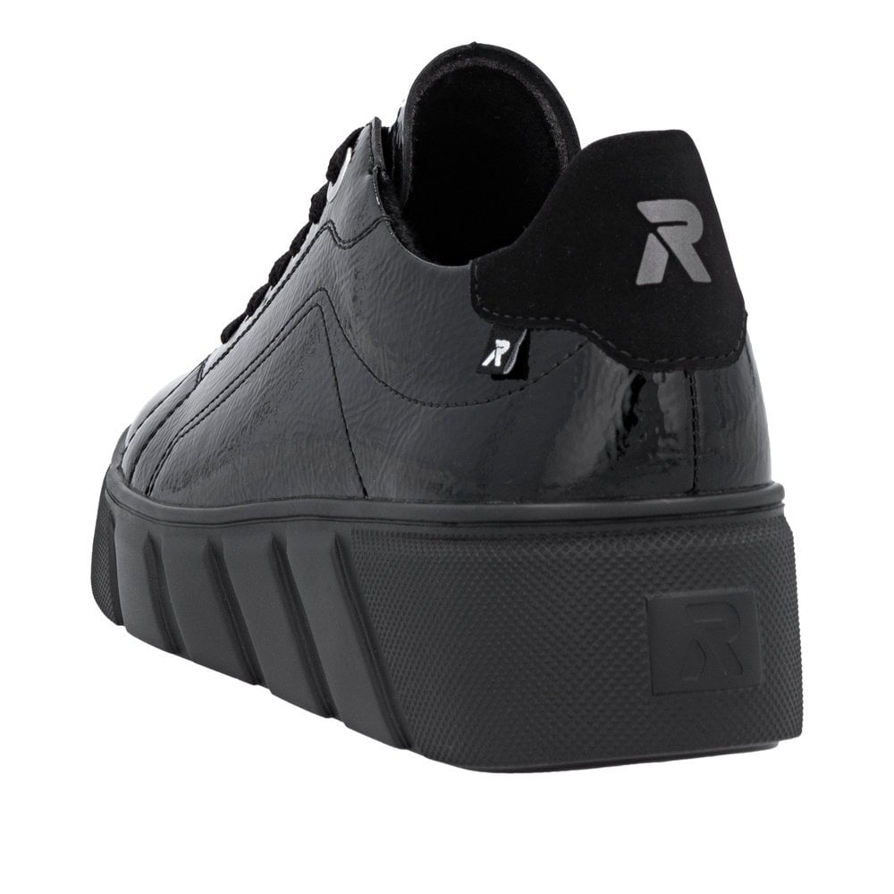 Rieker W2601 Leather Lace-up Trainer - Black Patent - image 005 |ww_colour=black-patent|ww_order=005|