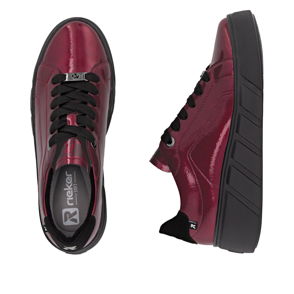 Rieker W2601 Leather Lace-up Trainer - Red - image 003 |ww_colour=red|ww_order=003|