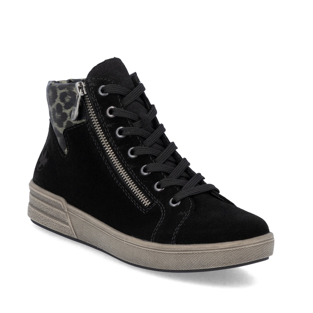 Rieker X0709 Lace/Zip Up Ankle Boot - Black Leopard - image 001 |ww_colour=black-leopard|ww_order=001|
