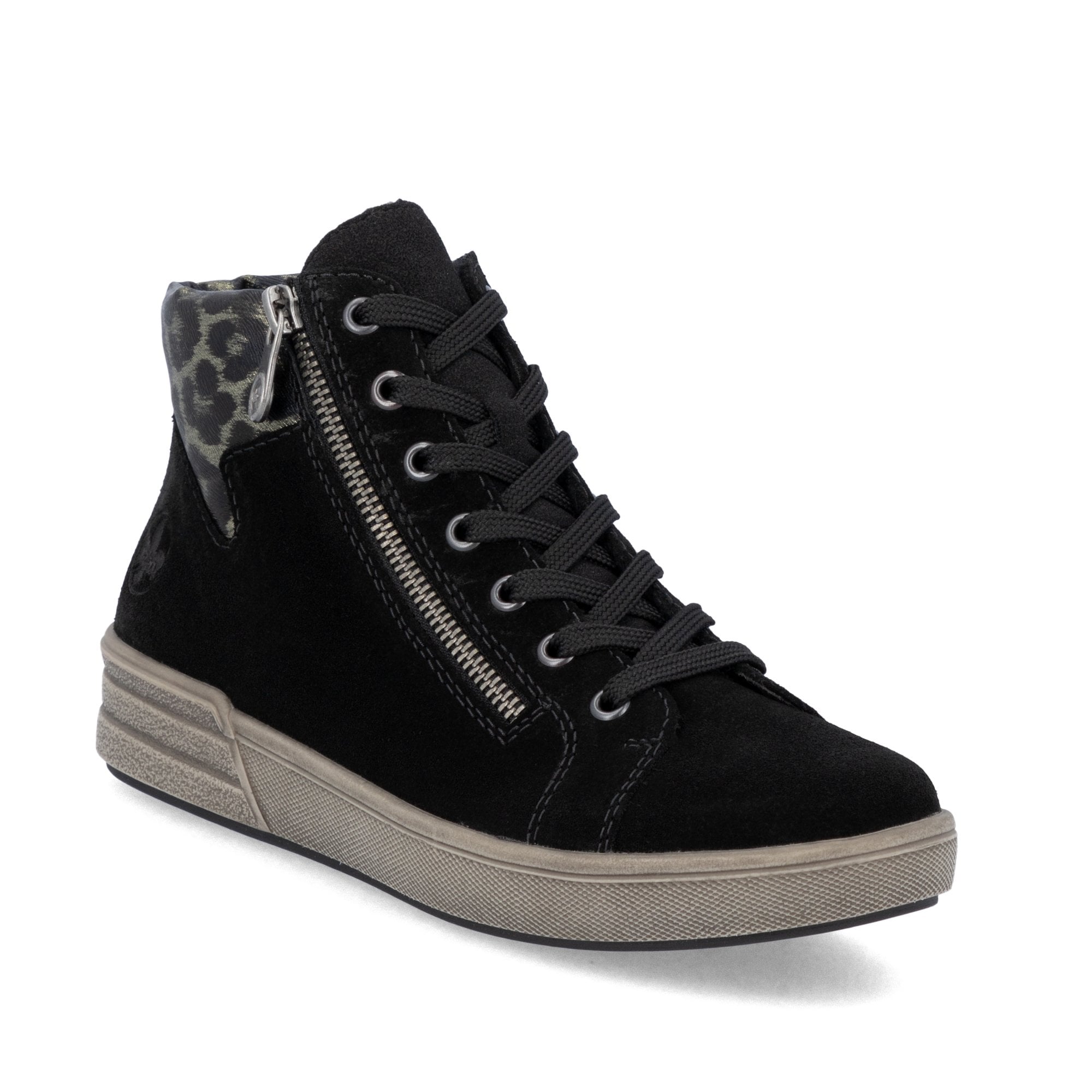 Rieker X0709 Lace/Zip Up Ankle Boot - Black Leopard - image 001 |ww_colour=black-leopard|ww_order=001|
