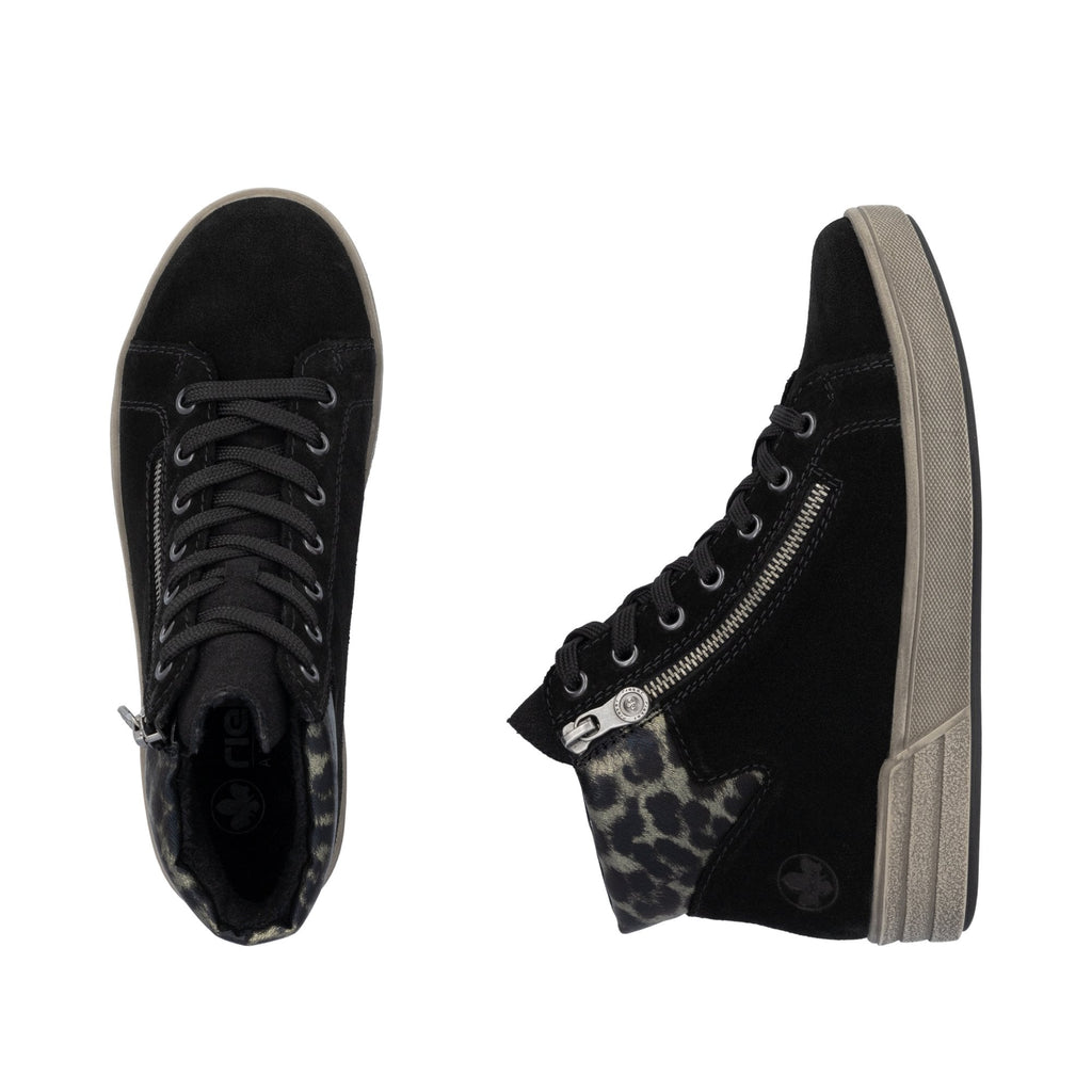 Rieker X0709 Lace/Zip Up Ankle Boot - Black Leopard - image 002 |ww_colour=black-leopard|ww_order=002|
