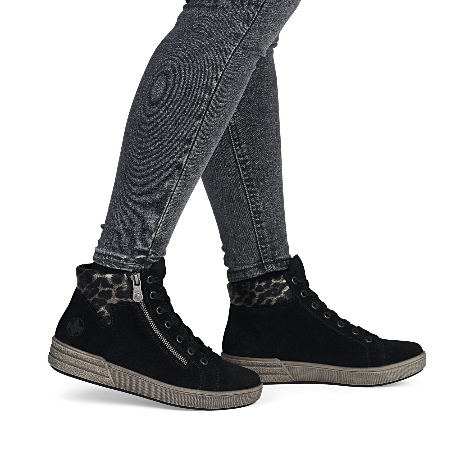 Rieker X0709 Lace/Zip Up Ankle Boot - Black Leopard - image 003 |ww_colour=black-leopard|ww_order=003|