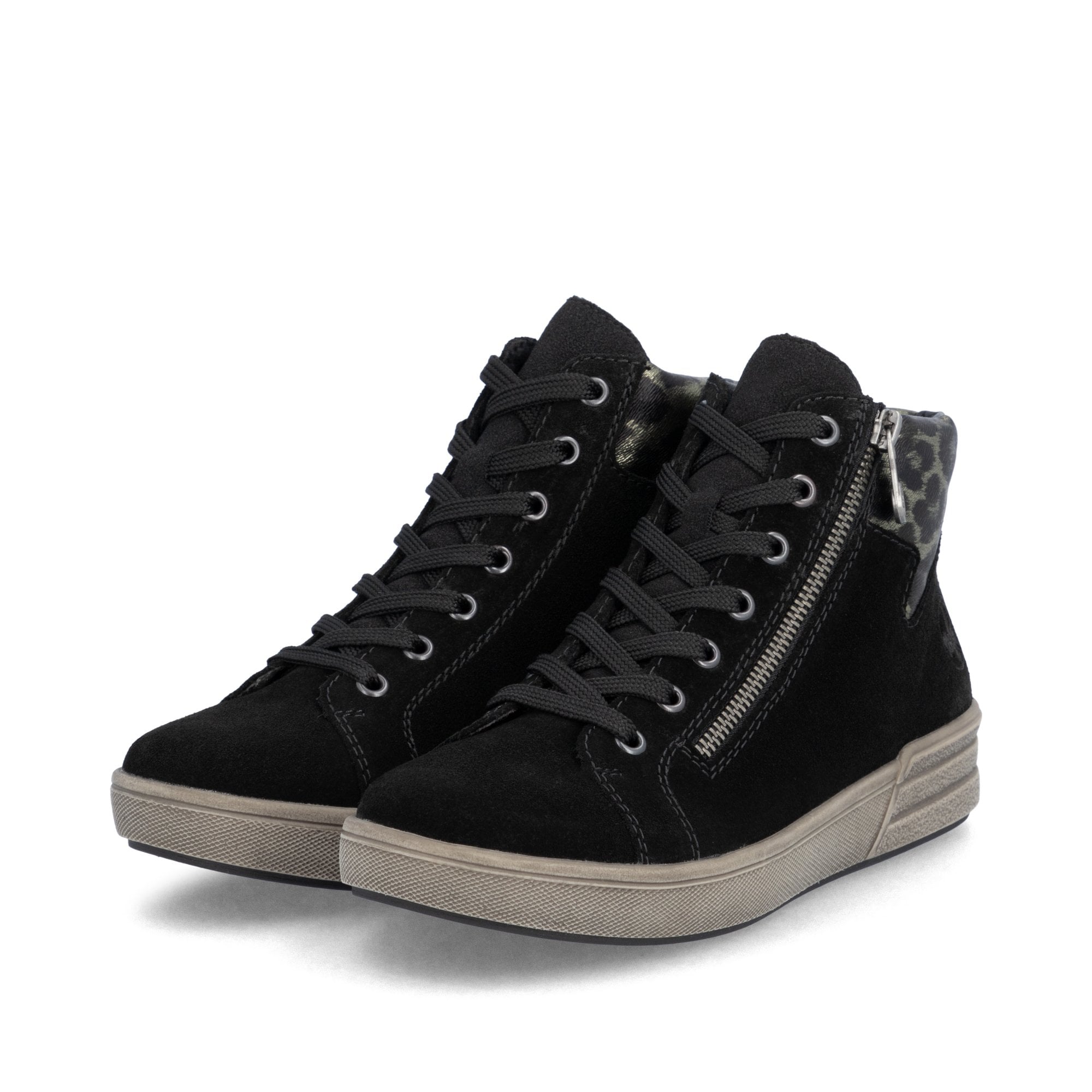 Rieker X0709 Lace/Zip Up Ankle Boot - Black Leopard - image 004 |ww_colour=black-leopard|ww_order=004|