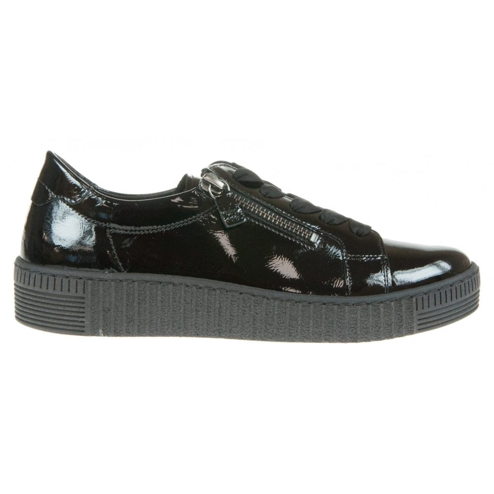Gabor Wisdom 33.334 Casual Lace Up/Zip Shoe - Black Patent - image 002 |ww_colour=black-patent|ww_order=002|
