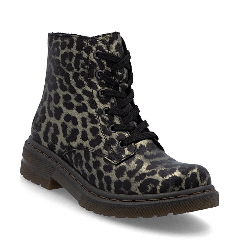 Rieker 78240 Biker Style Boot - Black Leopard - image 001 |ww_colour=black-leopard|ww_order=001|