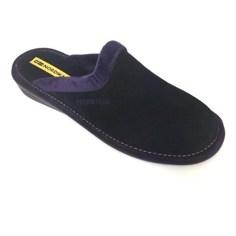 Nordikas Womens 234 Mule Suede Slipper - Negro/Black - image 001 |ww_colour=negro-black|ww_order=001|