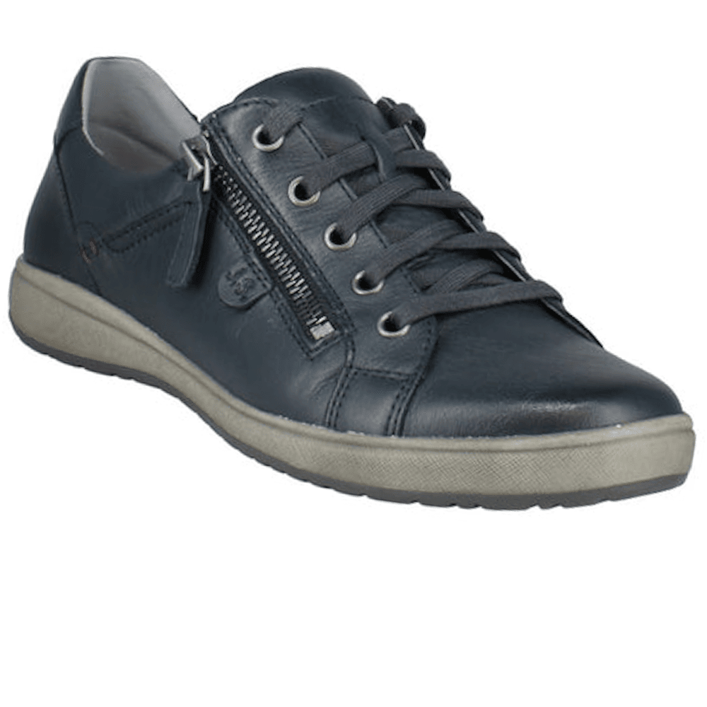 Josef Seibel Caren 12 Lace/Zip-up Leather Trainer - Indigo - image 001 |ww_colour=indigo|ww_order=001|