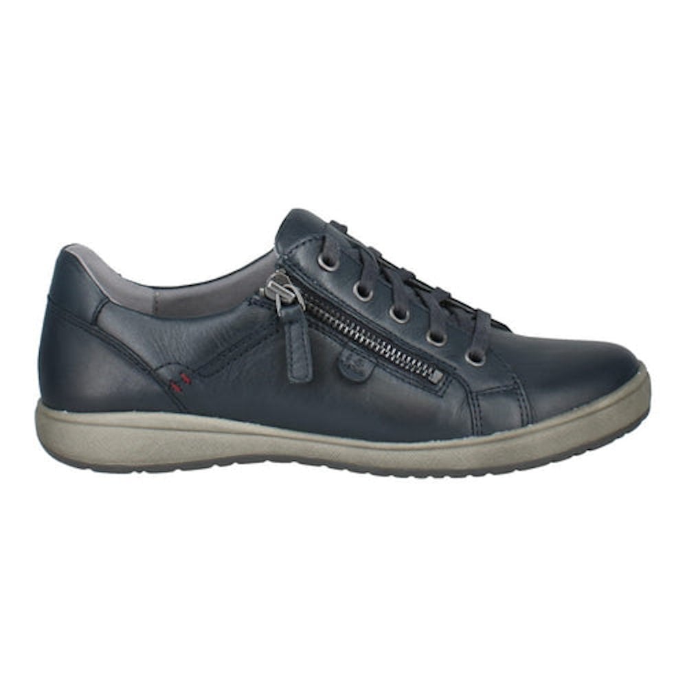 Josef Seibel Caren 12 Lace/Zip-up Leather Trainer - Indigo - image 002 |ww_colour=indigo|ww_order=002|