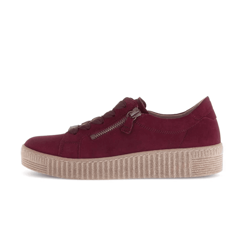 Gabor Wisdom 33.334 Casual Lace Up/Zip Shoe - Bordeaux Suede - image 002 |ww_colour=bordeaux-suede|ww_order=002|