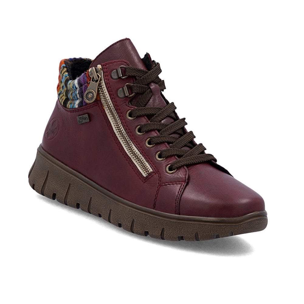 Rieker N1305 Wide Fit Water Resistant Lace/Zip Up Ankle Boot - Vino/Red - image 001 |ww_colour=vino-red|ww_order=001|
