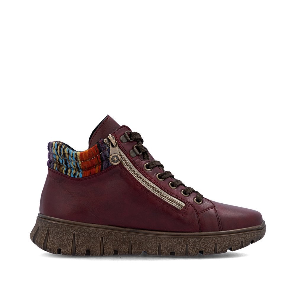 Rieker N1305 Wide Fit Water Resistant Lace/Zip Up Ankle Boot - Vino/Red - image 005 |ww_colour=vino-red|ww_order=005|