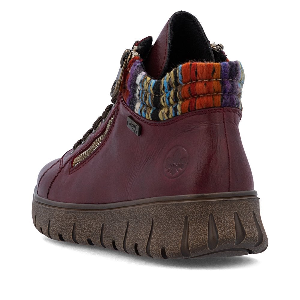 Rieker N1305 Wide Fit Water Resistant Lace/Zip Up Ankle Boot - Vino/Red - image 006 |ww_colour=vino-red|ww_order=006|