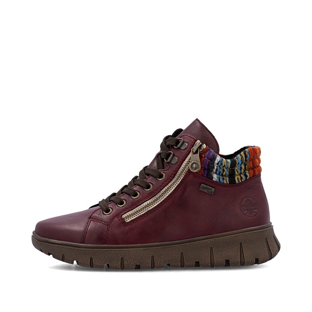 Rieker N1305 Wide Fit Water Resistant Lace/Zip Up Ankle Boot - Vino/Red - image 007 |ww_colour=vino-red|ww_order=007|