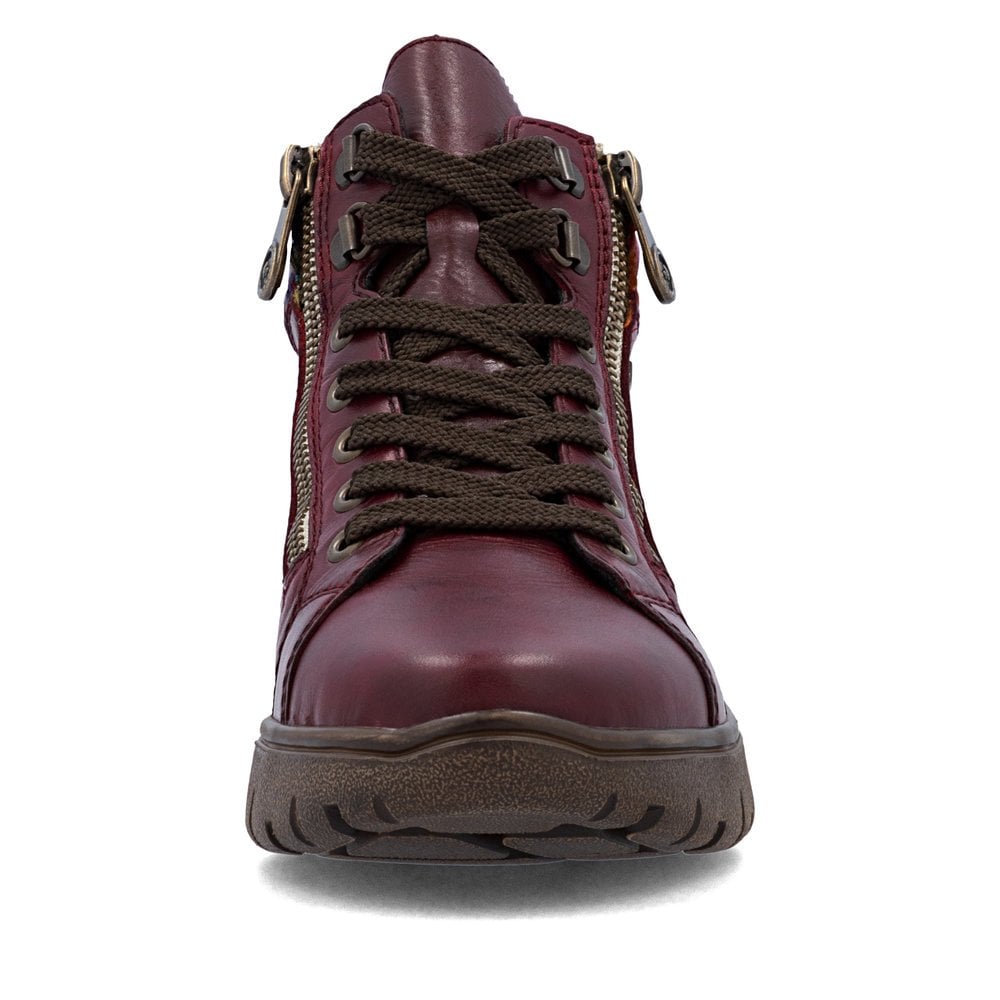 Rieker N1305 Wide Fit Water Resistant Lace/Zip Up Ankle Boot - Vino/Red - image 009 |ww_colour=vino-red|ww_order=009|